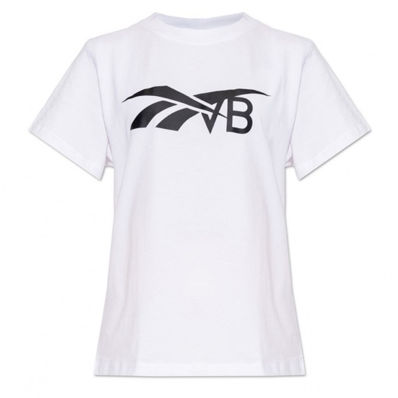 Victoria Beckham X Reebok Womens Tshirt Tee Size XS White Logo Crew Neck Classic - Picture 3 of 9